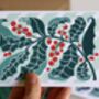 Luxury Linocut Candy Stripes And Holly Christmas Cards Set Of Four, thumbnail 5 of 12