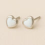 Sterling Silver White Opal Heart Stud Earrings, thumbnail 1 of 7