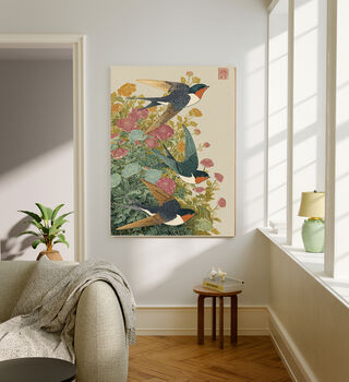 Japanese Swallow Bird Vintage Art Print, 4 of 4
