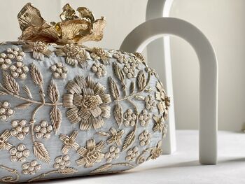 Ice Blue Roselyn Embroidered Clutch, 3 of 5