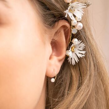 Isabella Pearl Hoop Earrings, 5 of 11
