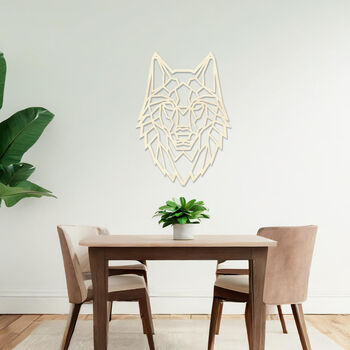Wooden Animal Wall Art Geometric Wolf Gift For Home Or Study, 8 of 9