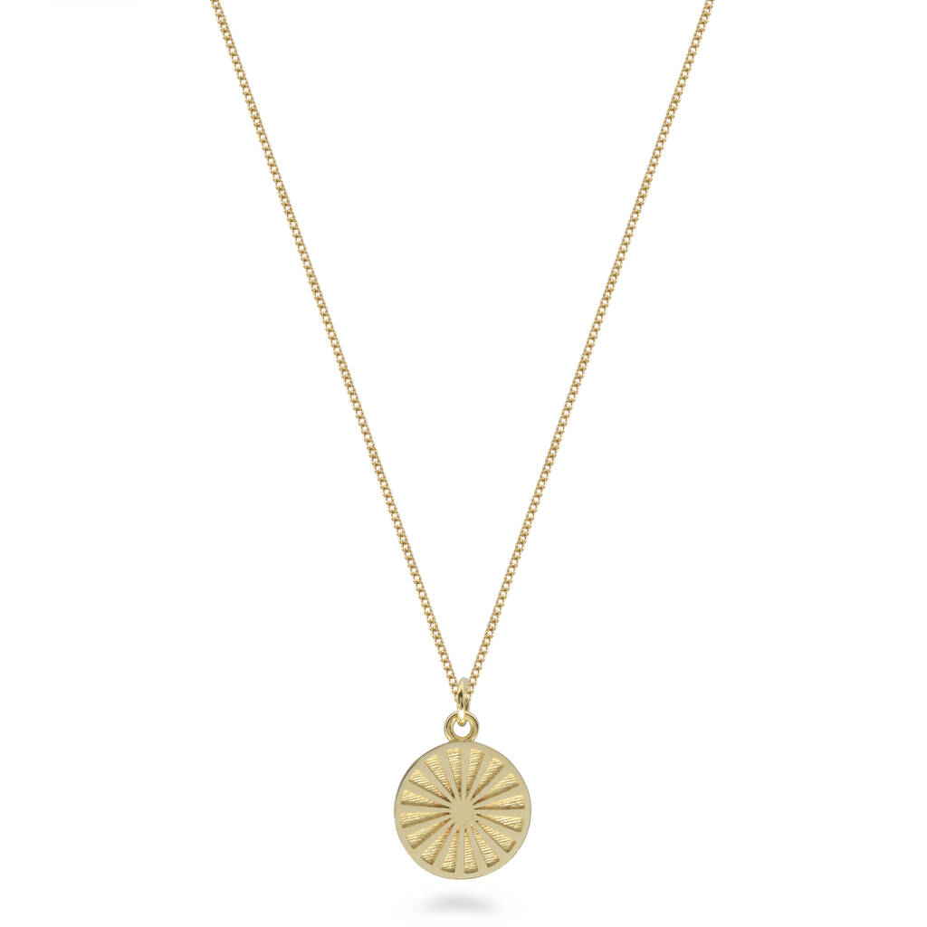 Spinning Wheel Medallion Necklace Gold Vermeil By Lime Tree Design