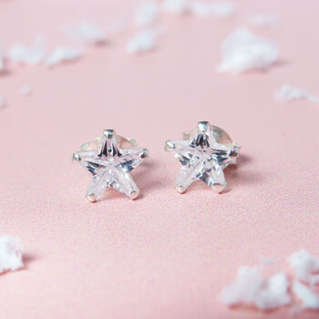 Sterling Silver Christmas Stars Stud Earrings, 2 of 5