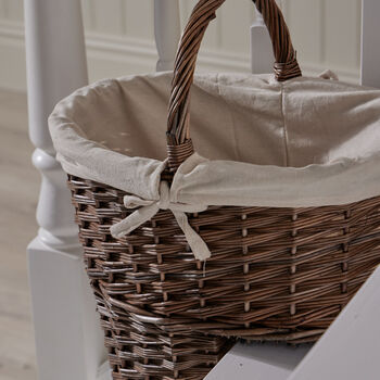 Wicker Stair Basket With Cotton Lining, 2 of 3