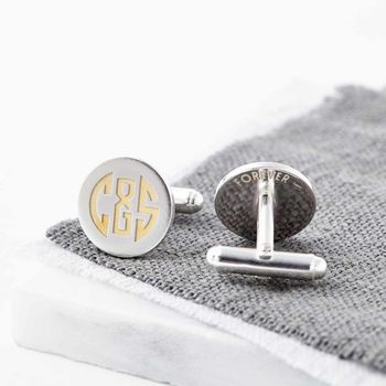 Sterling Silver And Gold Plated Deco Monogram Cufflinks, 2 of 4