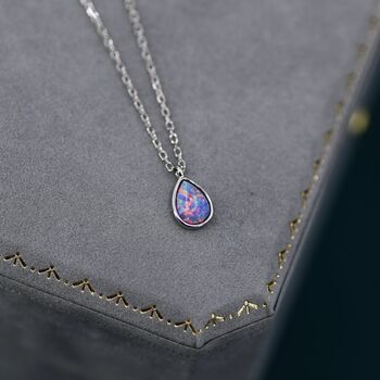 Droplet Purple Opal Pendant Necklace In Sterling Silver, 4 of 10