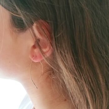 Gold Arced Ear Threader Earrings, 2 of 2