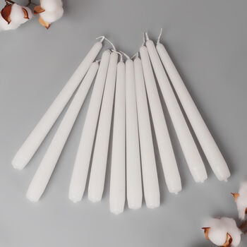 G Decor Nordlys Tall Matt White Dinner And Taper Candles Pack Of 10 Or 20, Scandinavian Design, 2 of 4