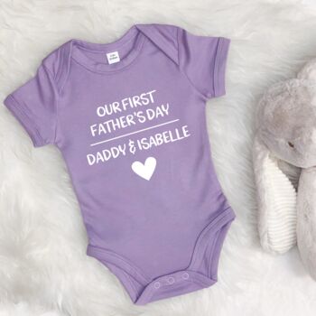 Our First Fathers Day Personalised Babygrow, 3 of 9