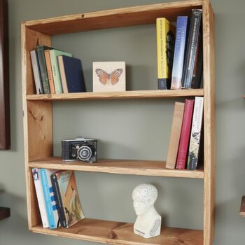 Handmade Solid Wooden Wall Mounted Bookcase, 2 of 7
