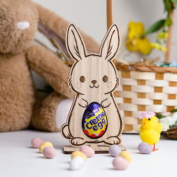Personalised Bunny Easter Egg Holder – Custom Wooden Chocolate Display For Children – Thoughtful Spring Keepsake, 4 of 7