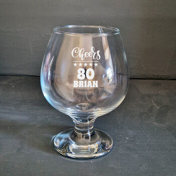 80th Birthday Gift Brandy Snifter Glass, 2 of 5