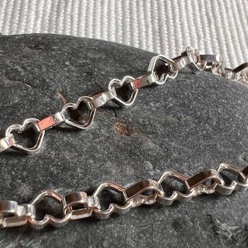 Heart Bracelet With Mismatched Sterling Silver Hearts, 3 of 5
