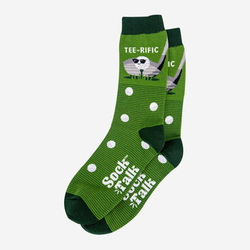 Teerific Men's Funny Golf Crew Socks Combed Cotton Green, 5 of 6