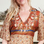 Zaria Silk Print Embroidered Dress 11, thumbnail 2 of 3