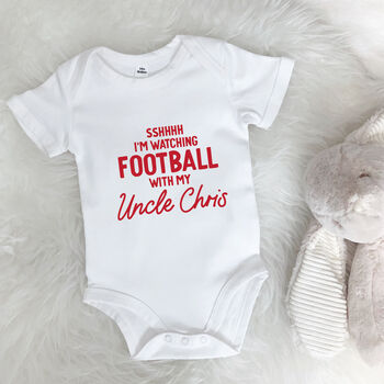 Watching Sport With Uncle Personalised Sports Babygrow, 5 of 8