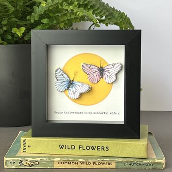 Personalised Two Butterflies Against A Golden Sun Personalised Framed Artwork, 2 of 4