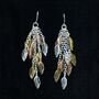 Sterling Silver And Gold Plated Dangling Leaf Earrings, thumbnail 2 of 3