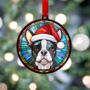 Boston Terrier In Santa Hat Suncatcher Decoration, thumbnail 3 of 6