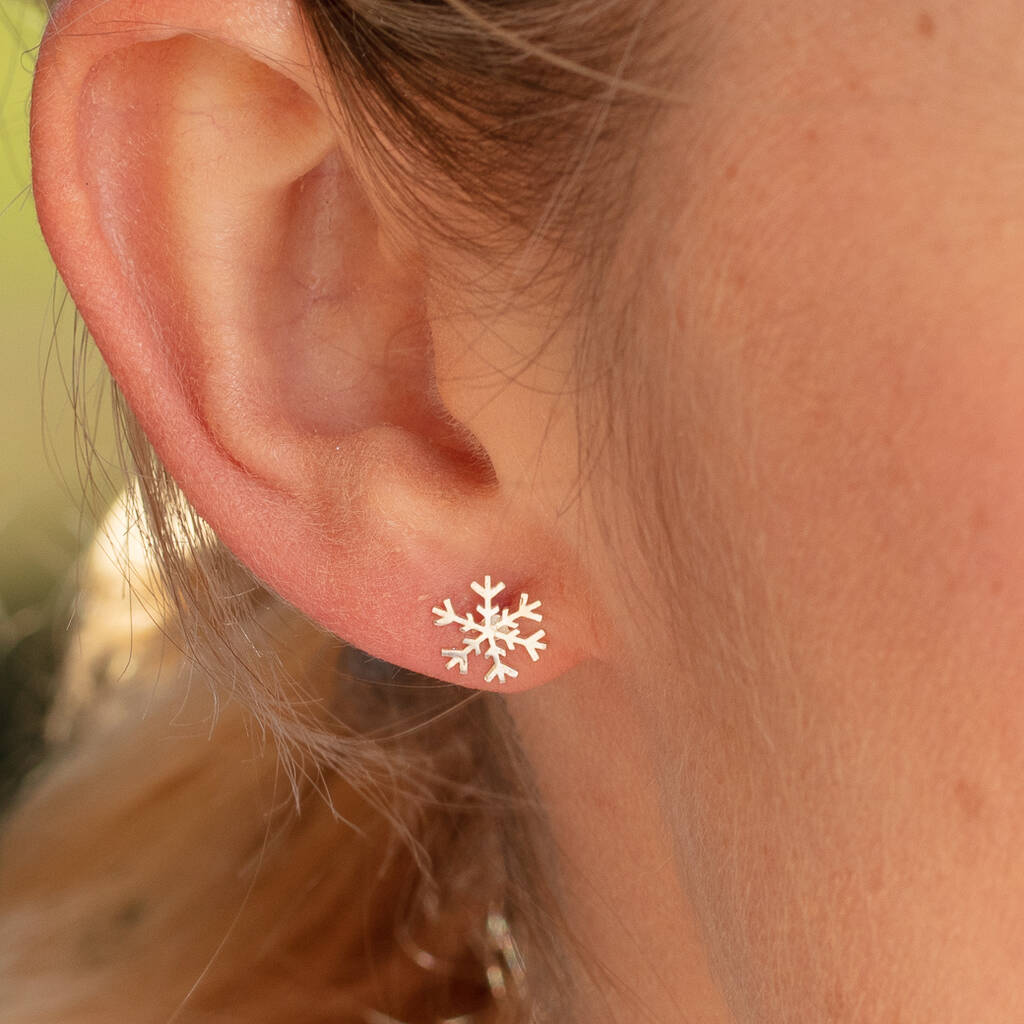 Silver Snowflake Stud Earrings By Lily Charmed
