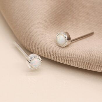 Mini Sterling Silver Opal Stud Earrings, 2 of 6