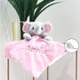 Pink Personalised Name Elephant Comforter Soft Toy, thumbnail 1 of 4
