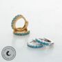 Huggie Hoop Earrings With Turquoise Stones, thumbnail 1 of 10