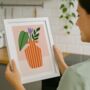 Modern Orange Vase With Botanical Leaves Floral Print, thumbnail 1 of 5