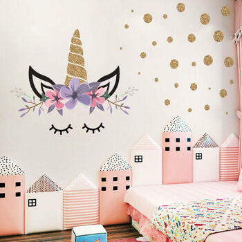 Unicorn Long Eyelashes, Shimmery Horn, Removable Wall Vinyls, 2 of 3