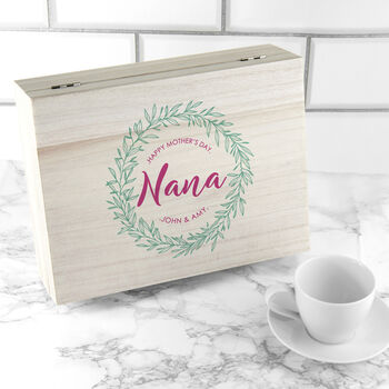 Personalised Floral Wreath Tea Box With Tea Selection, 3 of 7