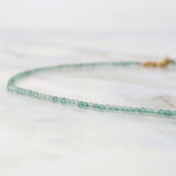 Green Aventurine Skinny Gemstone Beaded Necklace, Lighter Hue, 3 of 7
