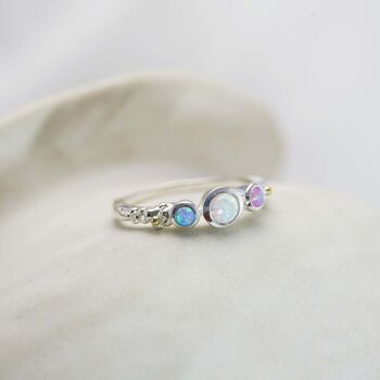 Dainty Three Opal Ring, 3 of 9