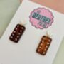 Chocolate Biscuit Glitter Earrings / Biscuit Lover Gift / Novelty Food Jewellery / Fun Accessories, thumbnail 3 of 5
