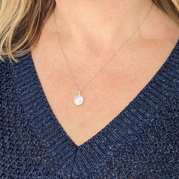 The Hexagon Moonstone Silver Gemstone Necklace, 4 of 6