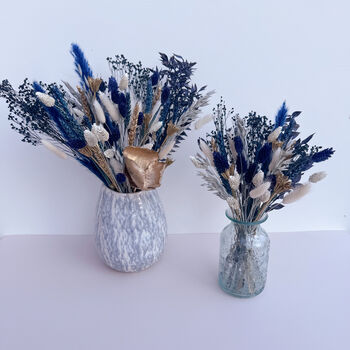 Navy Blue And Grey Dried Flower Arrangement, 3 of 6
