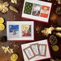 Six Retro Christmas Cards: Books, Stamps And Kings, thumbnail 1 of 4