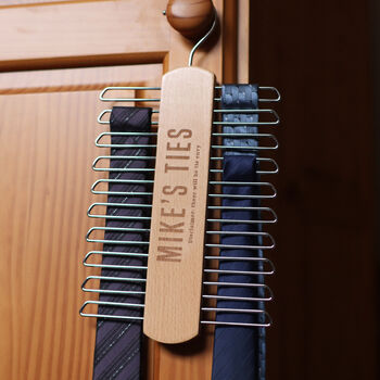 Personalised Name Wooden Tie Rack Hanger, 6 of 6