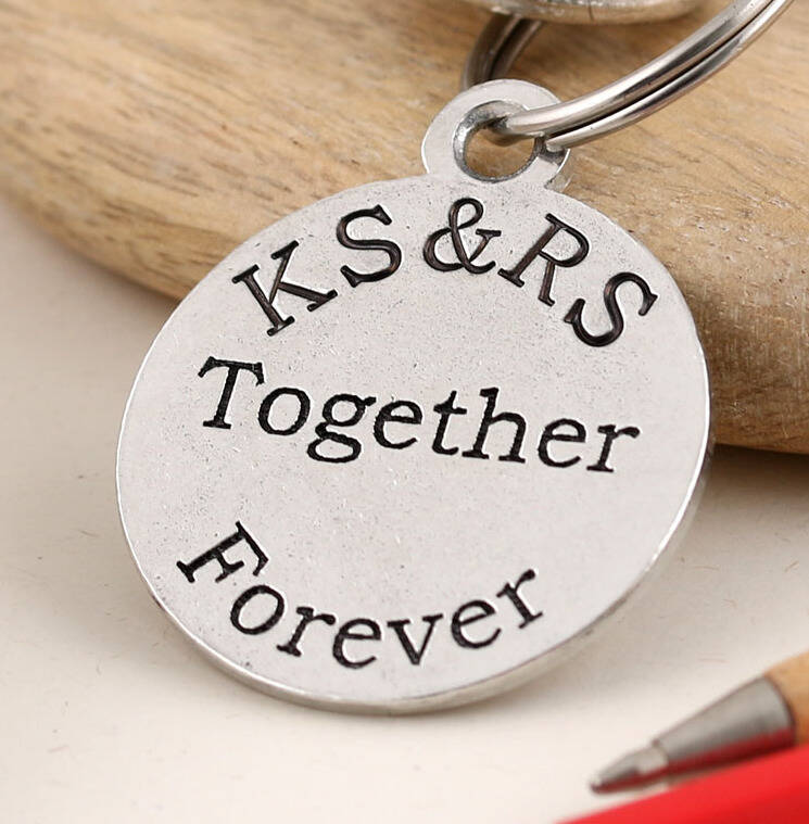Image of Together Forever Personalised Round Pewter Keyring