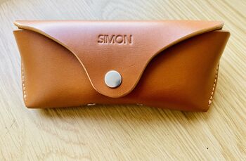 Personalised Tan Leather Sunglasses Case, 3 of 12