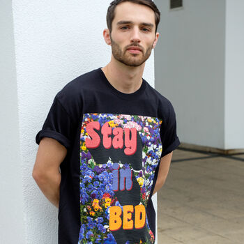 Stay In Bed Men's Slogan T Shirt, 2 of 3