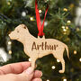 Staffie Personalised Wooden Dog Christmas Decoration, thumbnail 5 of 5