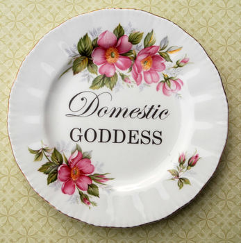 'Domestic Goddess' Upcycled Vintage China Plate, 4 of 5