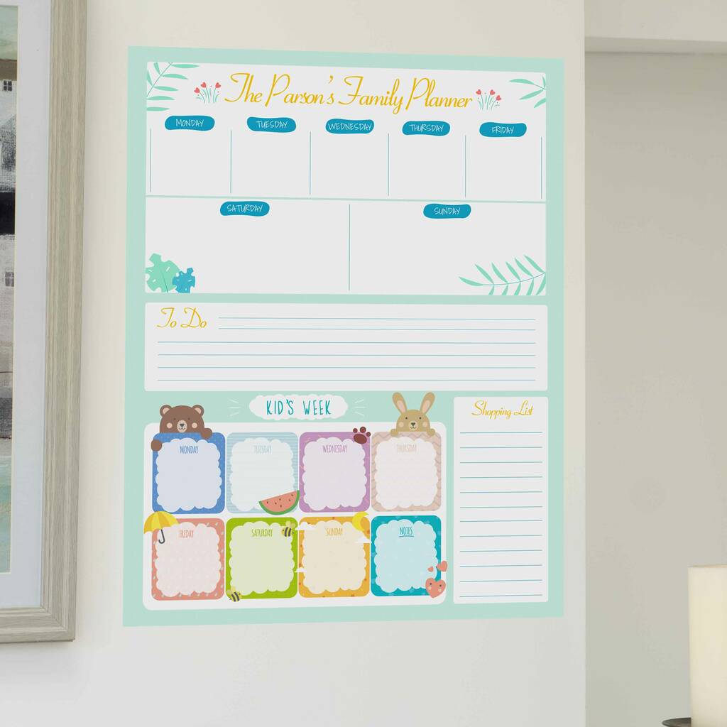 Personalised Family Planner Wipe Clean Wall Sticker By Meenymineymo 
