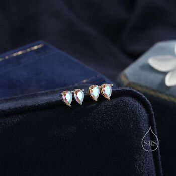 Sterling Silver Aurora Ab Cz Droplet Stud Earrings, 6 of 11