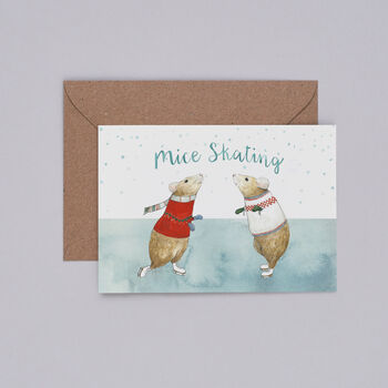 'Mice Skating' Christmas Card, 2 of 2