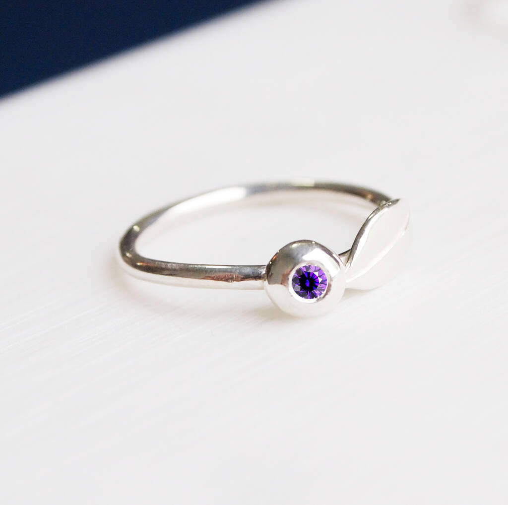 Child's Leaf Ring With Birthstone, 1 of 8