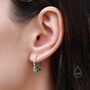 Cz Leaf Open Hoop Earrings In Sterling Silver, thumbnail 4 of 10