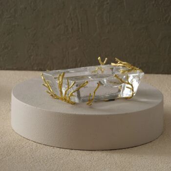 Handmade Glass Ashtray With Gold Olive Branch Design, 2 of 8