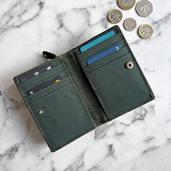 Small Green Leather Purse Hand Woven, 3 of 3